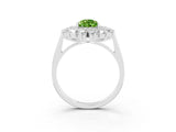 White gold Pear Cut Peridot Floral Double Halo Engagement Ring with Prong Setting_15