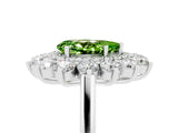 White gold Pear Cut Peridot Floral Double Halo Engagement Ring with Prong Setting_17