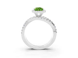 White gold Pear Cut Peridot Halo Ring with Round Split Shank and Prong Setting_63