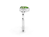 White gold Pear Cut Peridot Halo Ring with Tapered Band and Four-Prong Setting_2