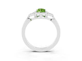 White gold Pear Cut Peridot Halo Ring with Tapered Band and Four-Prong Setting_3