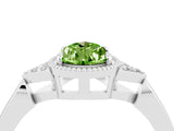 White gold Pear Cut Peridot Halo Ring with Tapered Band and Four-Prong Setting_4