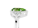 White gold Pear Cut Peridot Halo Ring with Tapered Band and Four-Prong Setting_5