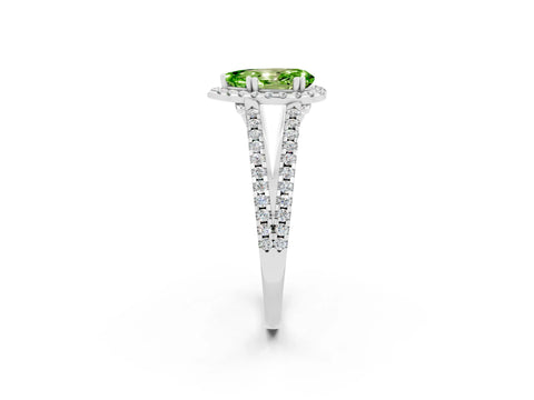 White gold Pear Cut Peridot Halo Split Shank Engagement Ring_14