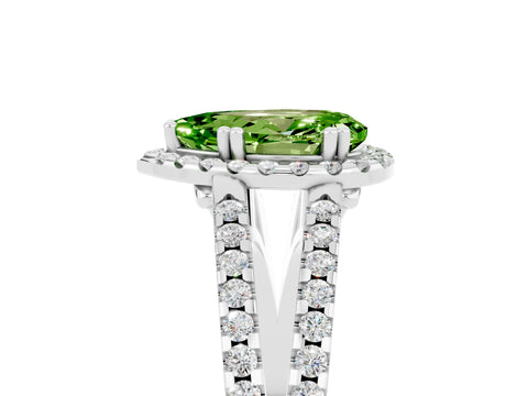 White gold Pear Cut Peridot Halo Split Shank Engagement Ring_17