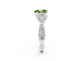 White gold Pear Cut Peridot Halo Twist Band Solitaire Prong Setting Ring_2