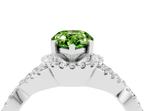 White gold Pear Cut Peridot Halo Twist Band Solitaire Prong Setting Ring_4