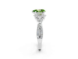 White gold Pear Cut Peridot  Halo Twist Band Solitaire Prong Setting Ring_50