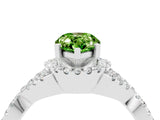 White gold Pear Cut Peridot  Halo Twist Band Solitaire Prong Setting Ring_52