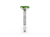 White gold Pear Cut Peridot Milgrain Pavé Engagement Ring with Four-Prong Setting_2
