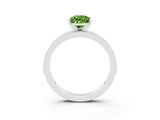 White gold Pear Cut Peridot Milgrain Pavé Engagement Ring with Four-Prong Setting_3