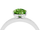 White gold Pear Cut Peridot Milgrain Pavé Engagement Ring with Four-Prong Setting_4