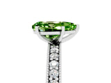 White gold Pear Cut Peridot Milgrain Pavé Engagement Ring with Four-Prong Setting_5