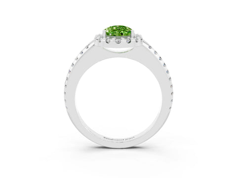 White gold Pear Cut Peridot Pavé Halo Ring with Four-Prong Setting_15