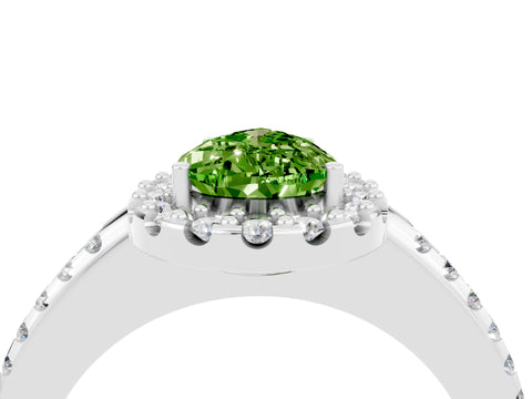White gold Pear Cut Peridot Pavé Halo Ring with Four-Prong Setting_16