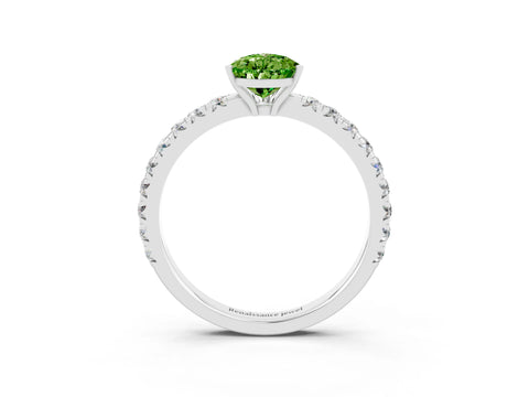 White gold Pear Cut Peridot Pavé Solitaire Engagement Ring with Four-Prong Setting_15