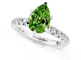 White gold Pear Cut Peridot Pavé Solitaire Ring with Round Band and Prong Setting_37