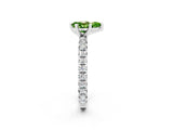 White gold Pear Cut Peridot Pavé Solitaire Ring with Round Band and Prong Setting_38