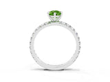 White gold Pear Cut Peridot Pavé Solitaire Ring with Round Band and Prong Setting_39