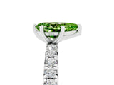 White gold Pear Cut Peridot Pavé Solitaire Ring with Round Band and Prong Setting_41