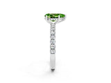 White gold Pear Cut Peridot Pave Band Solitaire Ring with Four-Prong Setting_26