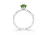 White gold Pear Cut Peridot Pave Band Solitaire Ring with Four-Prong Setting_27
