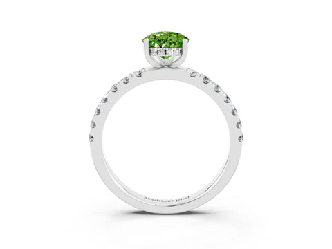 White gold Pear Cut Peridot Pave Band Solitaire Ring with Four-Prong Setting_27