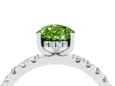 White gold Pear Cut Peridot Pave Band Solitaire Ring with Four-Prong Setting_28