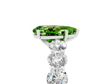 White gold Pear Cut Peridot Prong Setting with Side Stones on a Pave Band_5