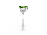 White gold Pear Cut Peridot Ring with Side Stones and Four-Prong Setting_38