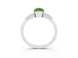 White gold Pear Cut Peridot Ring with Side Stones and Four-Prong Setting_39