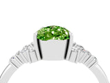 White gold Pear Cut Peridot Ring with Side Stones and Four-Prong Setting_40