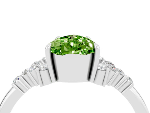 White gold Pear Cut Peridot Ring with Side Stones and Four-Prong Setting_40