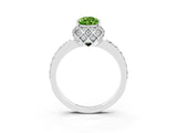 White gold Pear Cut Peridot Scalloped Halo Engagement Ring with Round Shared Prong Band_27