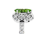 White gold Pear Cut Peridot Scalloped Halo Engagement Ring with Round Shared Prong Band_41