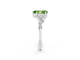 White gold Pear Cut Peridot Scattered Round Accent Ring with Prong Setting_26