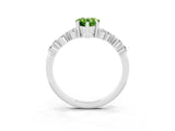 White gold Pear Cut Peridot Scattered Round Accent Ring with Prong Setting_27