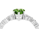 White gold Pear Cut Peridot Scattered Round Accent Ring with Prong Setting_28