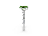 White gold Pear Cut Peridot Side Stone Solitaire Ring with Round  and Four-Prong Setting_50