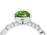 White gold Pear Cut Peridot Side Stone Solitaire Ring with Round  and Four-Prong Setting_52