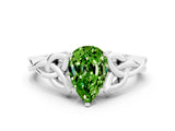 White gold Pear Cut Peridot Solitaire Celtic Knot Ring with Four-Prong Setting_12