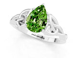 White gold Pear Cut Peridot Solitaire Celtic Knot Ring with Four-Prong Setting_13
