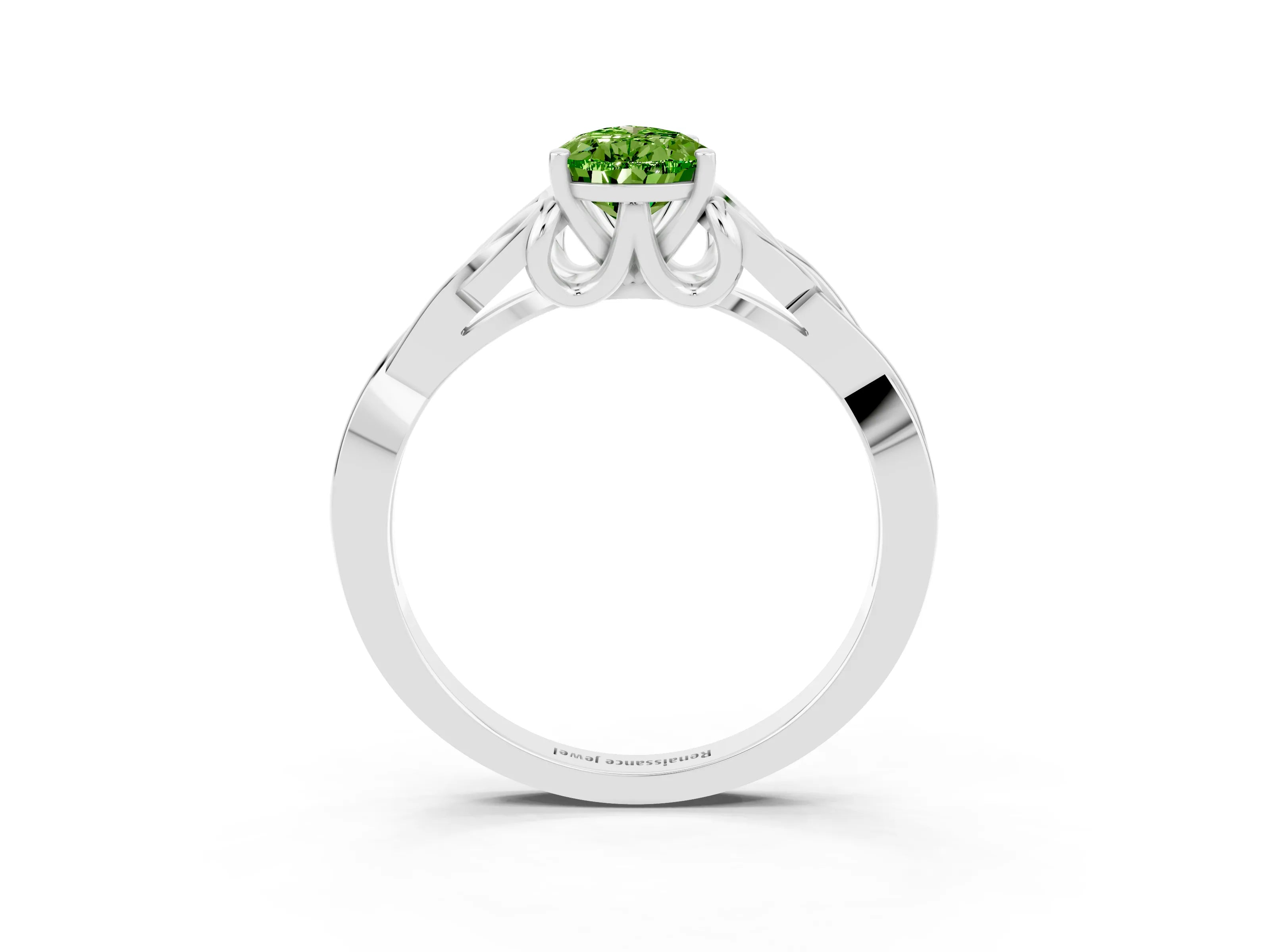 White gold Pear Cut Peridot Solitaire Celtic Knot Ring with Four-Prong Setting_15