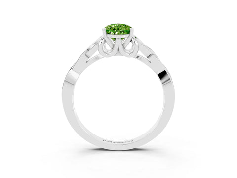 White gold Pear Cut Peridot Solitaire Celtic Knot Ring with Four-Prong Setting_15