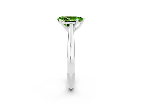 White gold Pear Cut Peridot Solitaire Engagement Ring with Cathedral Setting and Four-Prong Mount_26