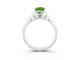 White gold Pear Cut Peridot Solitaire Engagement Ring with Cathedral Setting and Four-Prong Mount_27