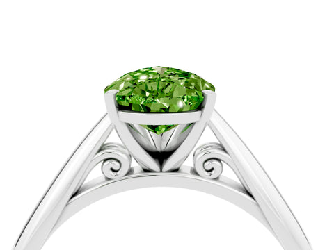 White gold Pear Cut Peridot Solitaire Engagement Ring with Cathedral Setting and Four-Prong Mount_28