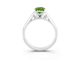 White gold Pear Cut Peridot Solitaire Engagement Ring with Cathedral Setting and Four-Prong Mount_33