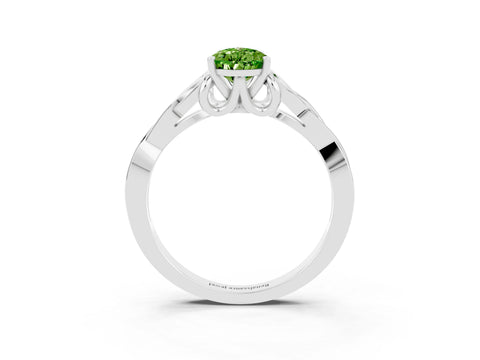 White gold Pear Cut Peridot Solitaire Engagement Ring with Celtic Knot Band and Four-Prong Setting_3