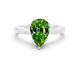 White gold Pear Cut Peridot Solitaire Engagement Ring with Classic Band and Four-Prong Setting_24